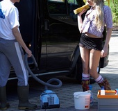 Sexy car cleaning hottie fucks a very horny senior&hellip;