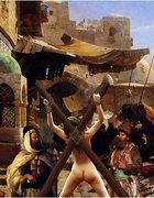 Customer examine white slave on the slave market!