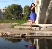 Dark haired erotic teen in seethrough blue skirt&hellip;