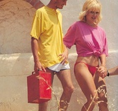 Horny eighties girl handles two stiff guys at the&hellip;