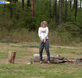 Girl goes to the woods to piss and smoke a cig
