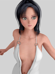 Huge dildo for a horny 3d anime babe