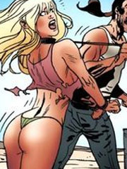 Stylish bw toons with the adventures of a curvy mistress in black leather and a sexy submissive whore in stockings