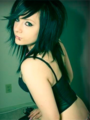Teenage emo girlfriends taking topless self shots