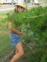 Spying on teen peeing in spring forest