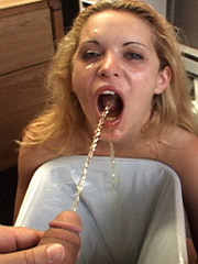 Sexy blonde teen goes kinky in pissing fountains action