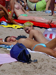 Tits and nipples pulling out of bikini dolls bras