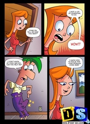 Young cartoon hottie going hard on throbbing pecker of shy dude.