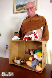 Horny grandpa tricks a teen into sex with his puppet show