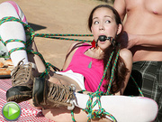 Scared teen slut gagged and fucked into oblivion!