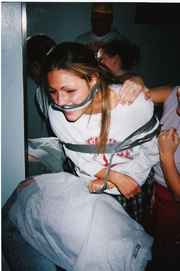 Virgins bound and put on public display