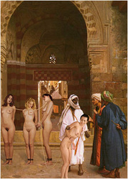 Caravan of the captured western slaves just arrived to the slave market!