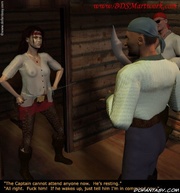Captain's daughter talking with pirated in see-through shirt!