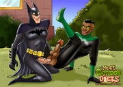 Batman feeding his Gay Cartoons clients and adorers with his mighty cock-opener!