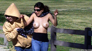 Girls sharked, stripped and pantsed in public!