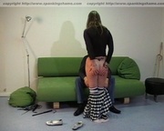 Young hippie girl with striped socks is taken OTK for a good sound spanking